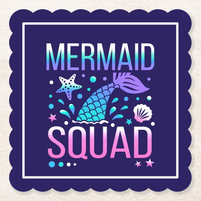 Happy Birthday Mermaid Squad-68296 Paper Coaster (Front)