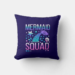 Happy Birthday Mermaid Squad Ocean Party Design Cushion