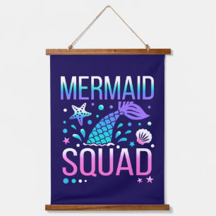 Happy Birthday Mermaid Squad Ocean Party Design Hanging Tapestry
