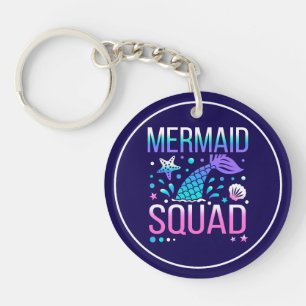 Happy Birthday Mermaid Squad Ocean Party Design Key Ring