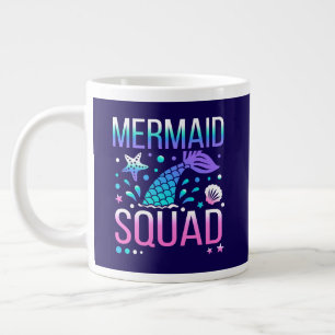 Happy Birthday Mermaid Squad Ocean Party Design Large Coffee Mug