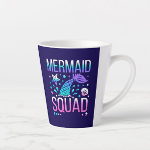 Happy Birthday Mermaid Squad Ocean Party Design Latte Mug