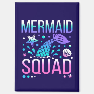 Happy Birthday Mermaid Squad Ocean Party Design Magnet