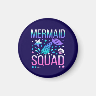Happy Birthday Mermaid Squad Ocean Party Design Magnet