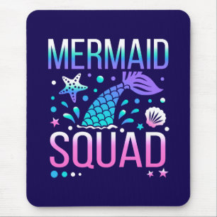 Happy Birthday Mermaid Squad Ocean Party Design Mouse Pad