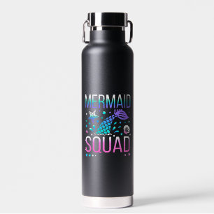 Happy Birthday Mermaid Squad Ocean Party Design Water Bottle