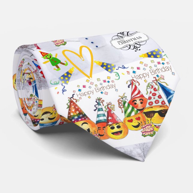 Happy Birthday Merry Christmas Tie,  Tie (Rolled)