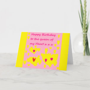 Happy Birthday message Card yellow Pink