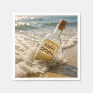 Happy Birthday Message in a Bottle Napkin