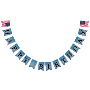 Happy Birthday Message Paisley Blue Bunting