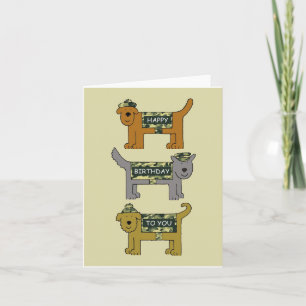 Happy Birthday Military Cartoon Dogs Wearing Camo Card
