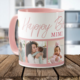 Happy Birthday Mimi 5 Photo Collage Pink Mug