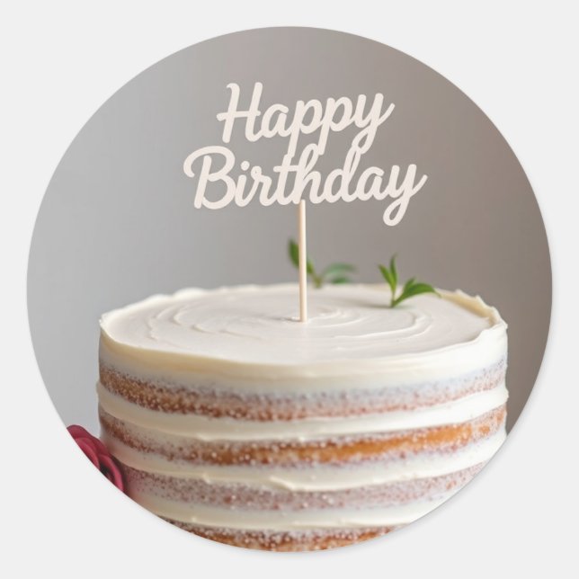 happy birthday minimal cake sticker (Front)