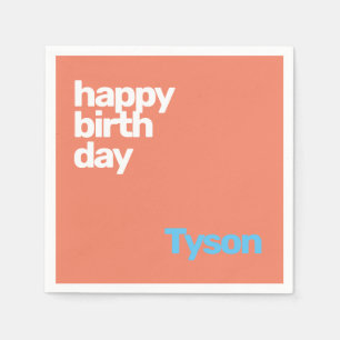 happy birthday minimal modern peach party paper  napkin