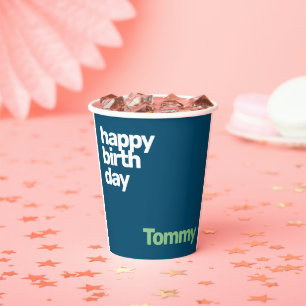 happy birthday minimal simple modern party paper  paper cups
