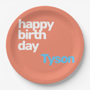 happy birthday minimal simple modern party paper  plate