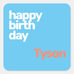 happy Birthday minimal simple modern Square Sticker