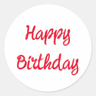Happy Birthday Minimalist Red Trendy Custom Color Classic Round Sticker