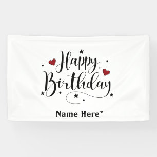 Happy Birthday  Minimalist Typography Calligraphy  Banner