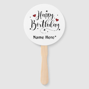 Happy Birthday  Minimalist Typography Calligraphy  Hand Fan