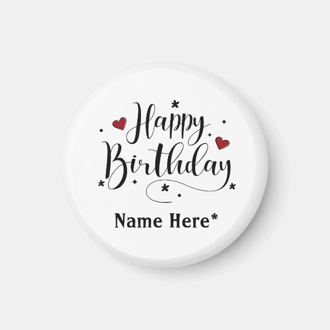 Happy Birthday  Minimalist Typography Calligraphy  Magnet (Front)
