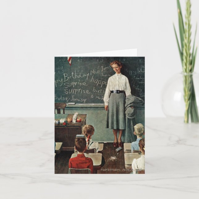 Happy Birthday, Miss Jones by Norman Rockwell Card (Front)