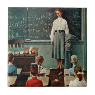 Happy Birthday, Miss Jones by Norman Rockwell Ceramic Tile
