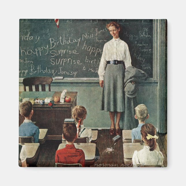 Happy Birthday, Miss Jones by Norman Rockwell Magnet (Front)