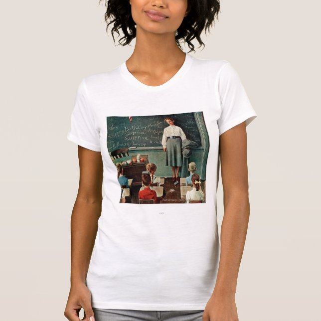 Happy Birthday, Miss Jones by Norman Rockwell T-Shirt (Front)