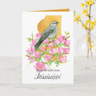 Happy Birthday Mississippi Mockingbird Magnolia Card