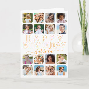 Happy Birthday Modern 16 Photo Collage  Card