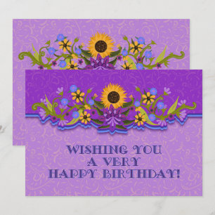 Happy Birthday Modern Folk Art Flowers