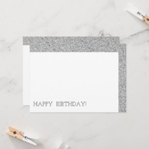 Happy Birthday Modern Luxury Custom Silver Glitter Card