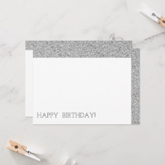 Happy Birthday Modern Luxury Custom Silver Glitter Card