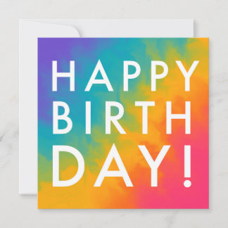 Happy Birthday Modern Paint Rainbow Simple Holiday Card