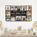 Happy Birthday Modern Photo Collage Black and Gold Banner<br><div class="desc">Add a stylish personalised Happy Birthday wish to party decorations with a modern 12 photo collage banner. The pictures and all wording on this template are simple to customise. The colours and font styles are easy to change with the Zazzle Design Editor tool. The black and gold design features trendy...</div>