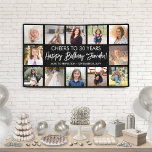 Happy Birthday Modern Photo Collage Black & White Banner<br><div class="desc">Add a stylish personalised Happy Birthday wish to party decorations with a modern 12 photo collage banner. The pictures and all wording on this template are simple to customise. The colours and font styles are easy to change with the Zazzle Design Editor tool. The black and white design features trendy...</div>
