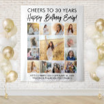 Happy Birthday Modern Photo Collage Party Sign Tapestry<br><div class="desc">Add a stylish personalised touch to birthday party decorations with a modern photo collage backdrop. The pictures and all wording on this template are simple to customise. The colours and font styles are easy to change with the Zazzle Design Editor tool. The black and white design features trendy handwritten script...</div>