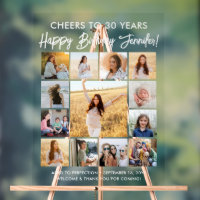 Happy Birthday Modern Script Photo Collage Party
