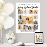 Happy Birthday Modern Script Photo Collage Party Poster<br><div class="desc">Add a stylish personalised Happy Birthday wish to party decorations with a modern photo collage 24"x30" poster. The pictures and all wording on this downloadable sign template are simple to customise. The colours and font styles are easy to change with the Zazzle Design Editor tool. The black and white design...</div>