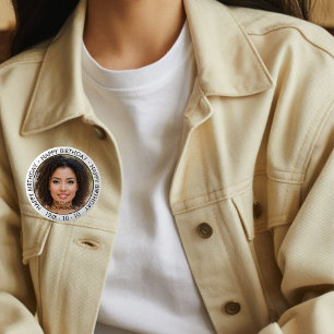 Happy Birthday Modern Simple Custom Photo  6 Cm Round Badge