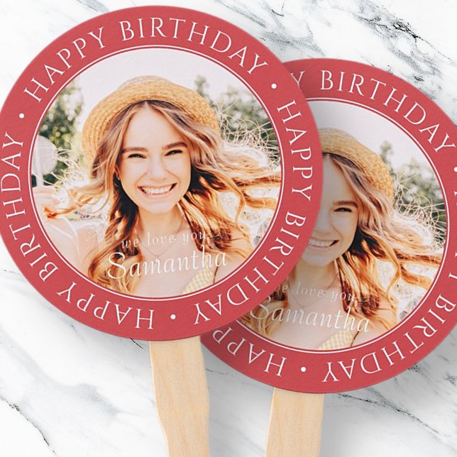 Happy Birthday Modern Simple Custom Photo Hand Fan (Creator Uploaded)