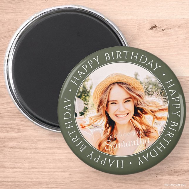 Happy Birthday Modern Simple Custom Photo Magnet (Creator Uploaded)