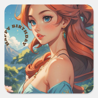 Happy Birthday Modern Simple Square Sticker