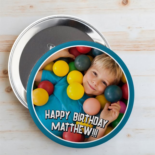 Happy Birthday Modern Simple Star Photo 10 Cm Round Badge (Creator Uploaded)