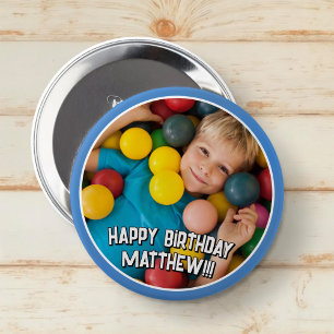 Happy Birthday Modern Simple Star Photo 10 Cm Round Badge