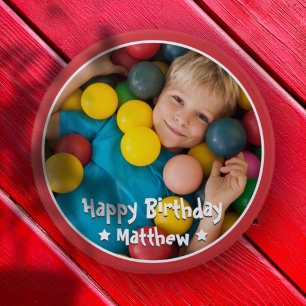Happy Birthday Modern Simple Star Photo 10 Cm Round Badge