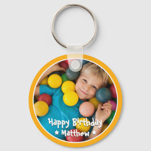 Happy Birthday Modern Simple Star Photo Key Ring