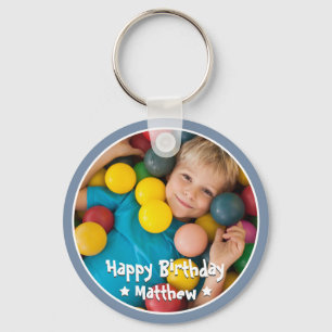 Happy Birthday Modern Simple Star Photo Key Ring