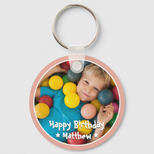 Happy Birthday Modern Simple Star Photo Key Ring